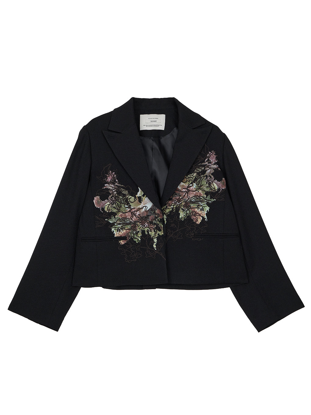 ジャケット・アウター AMERI PIXEL FLOWER PRINT SHORT JACKET PIXEL FLOWER PRINT SHORT JACKET（テーラードジャケット）｜Ameri