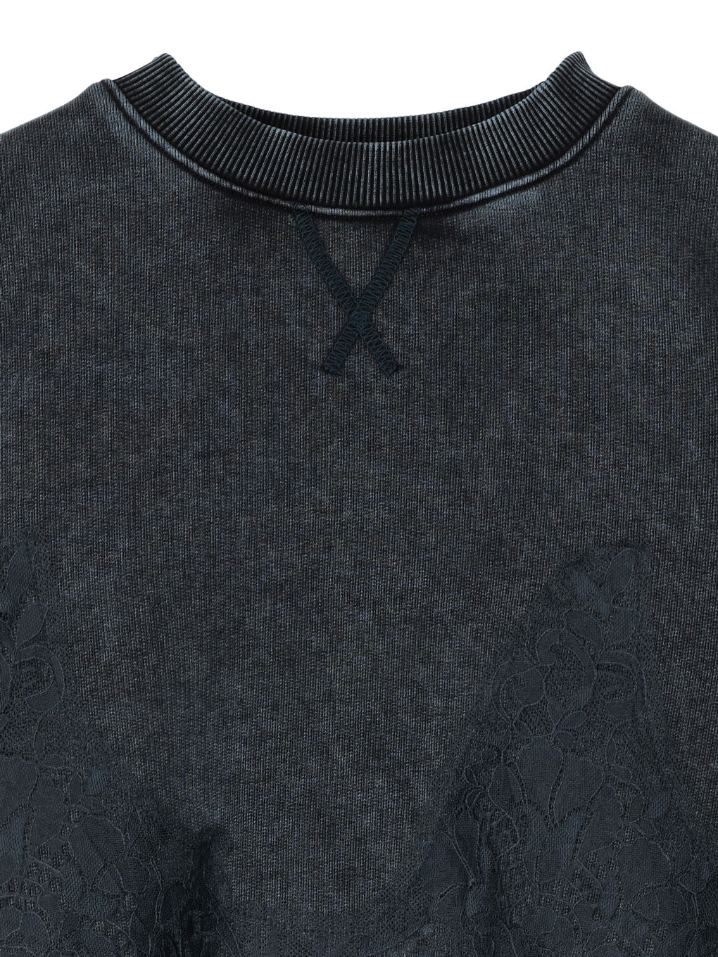 CHEMICAL OVERDYE LACE SWEAT TOP