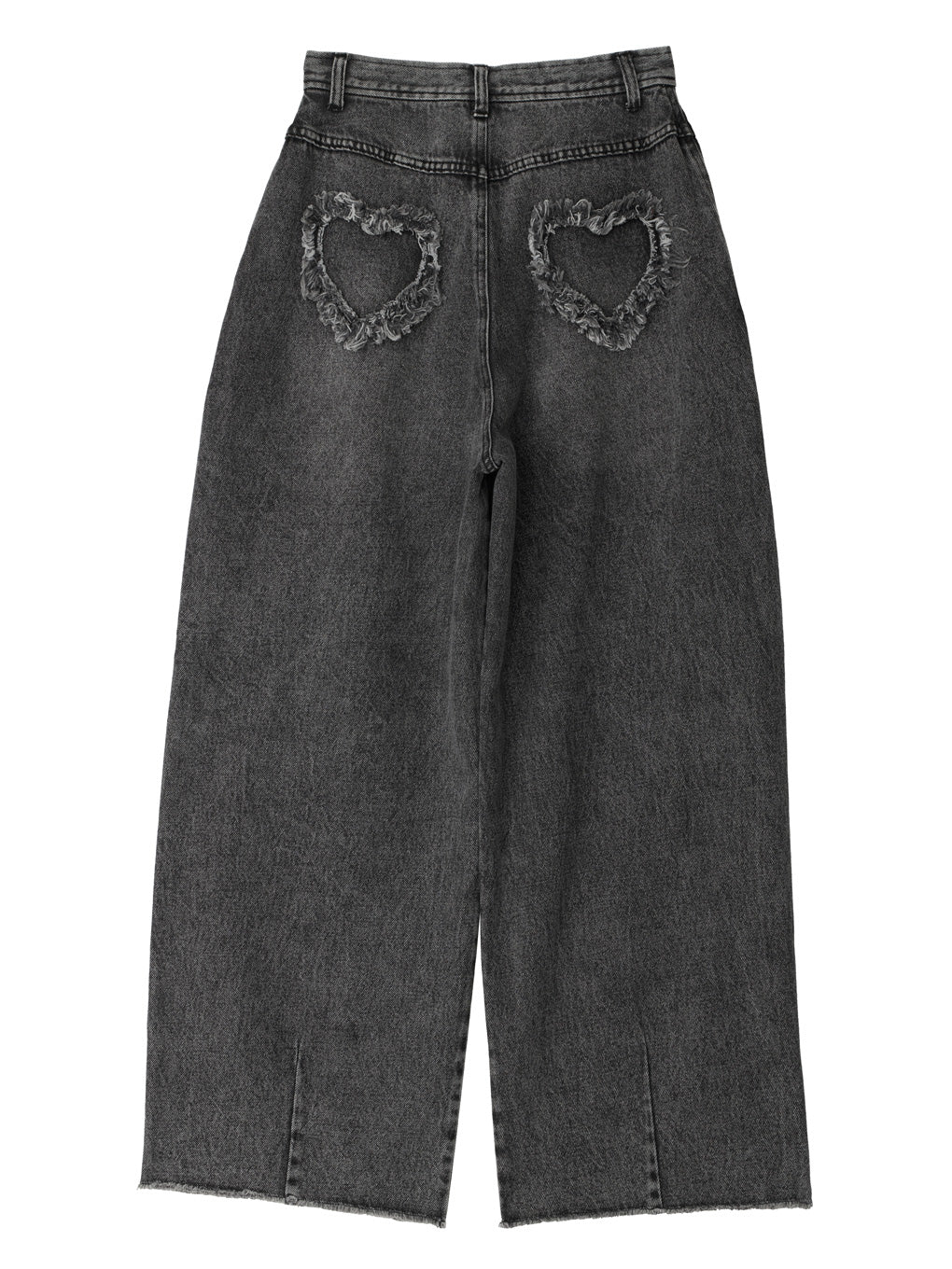 HEART PATCH DAMAGE DENIM PANTS