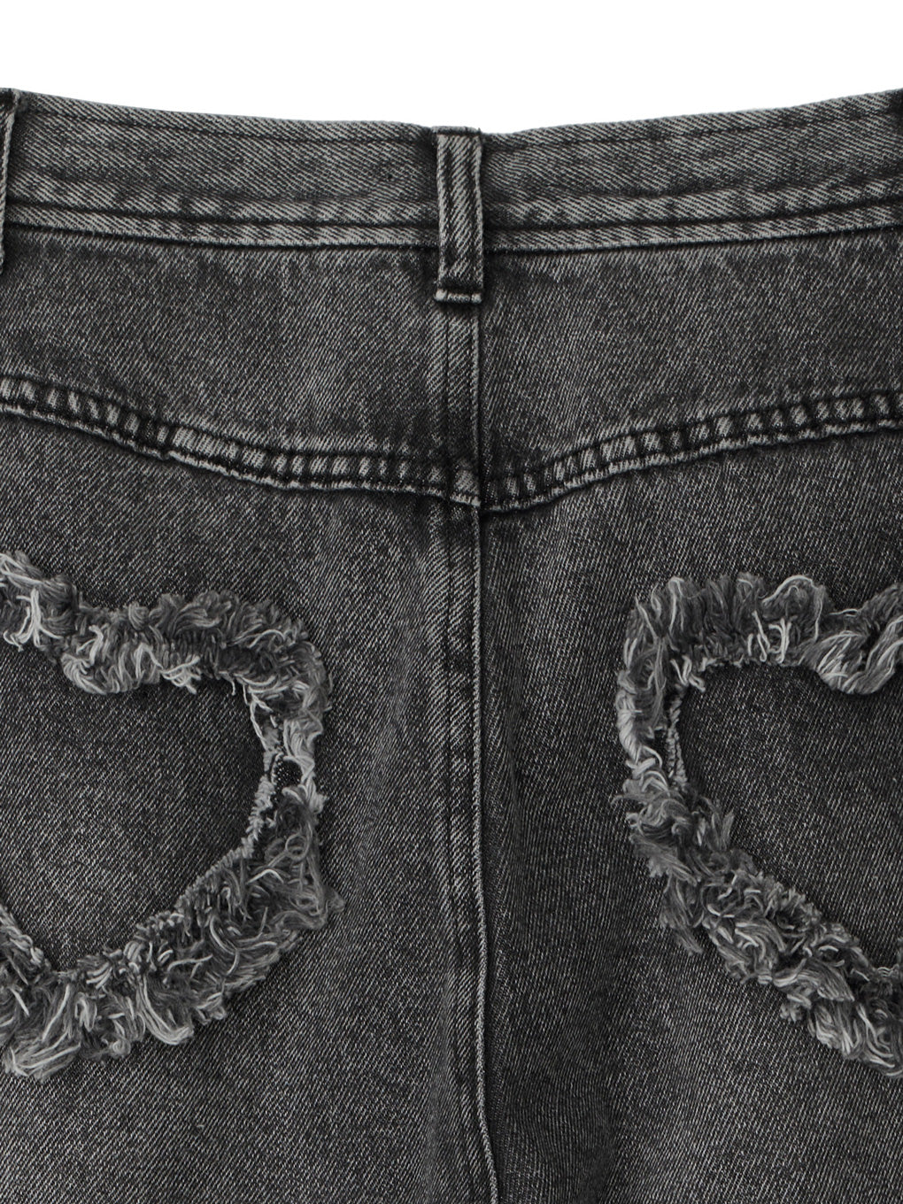 HEART PATCH DAMAGE DENIM PANTS