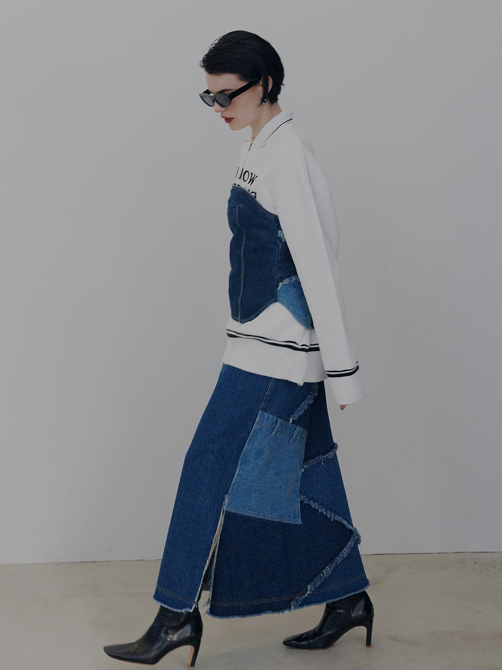 UND BACK PATCHWORK SETUP DENIM DRESS