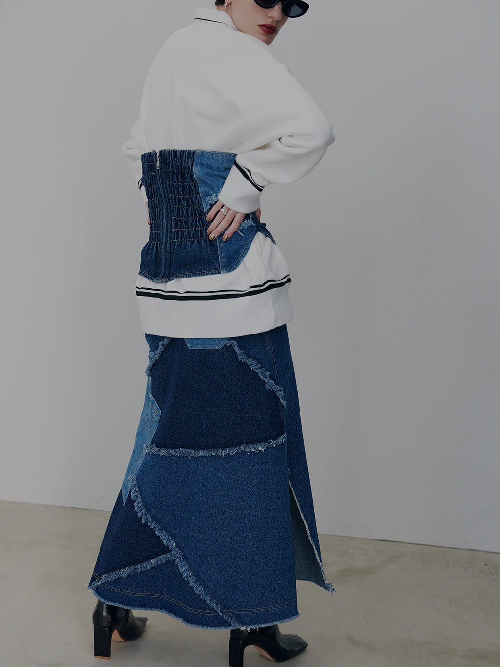 UND BACK PATCHWORK SETUP DENIM DRESS