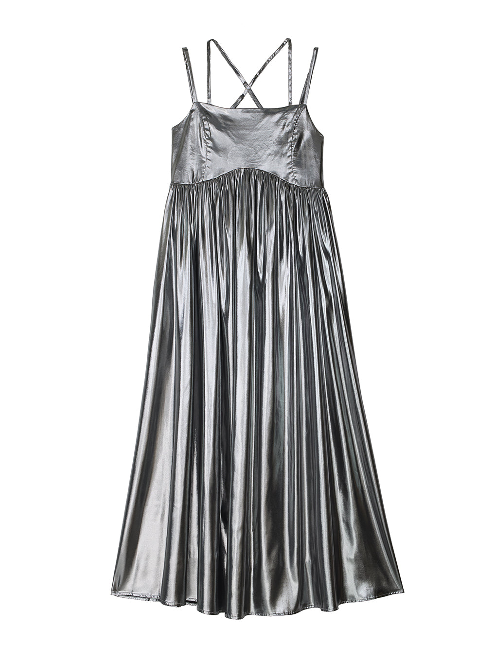 MEDI LEATHER LIKE VOLUME CAMI DRESS
