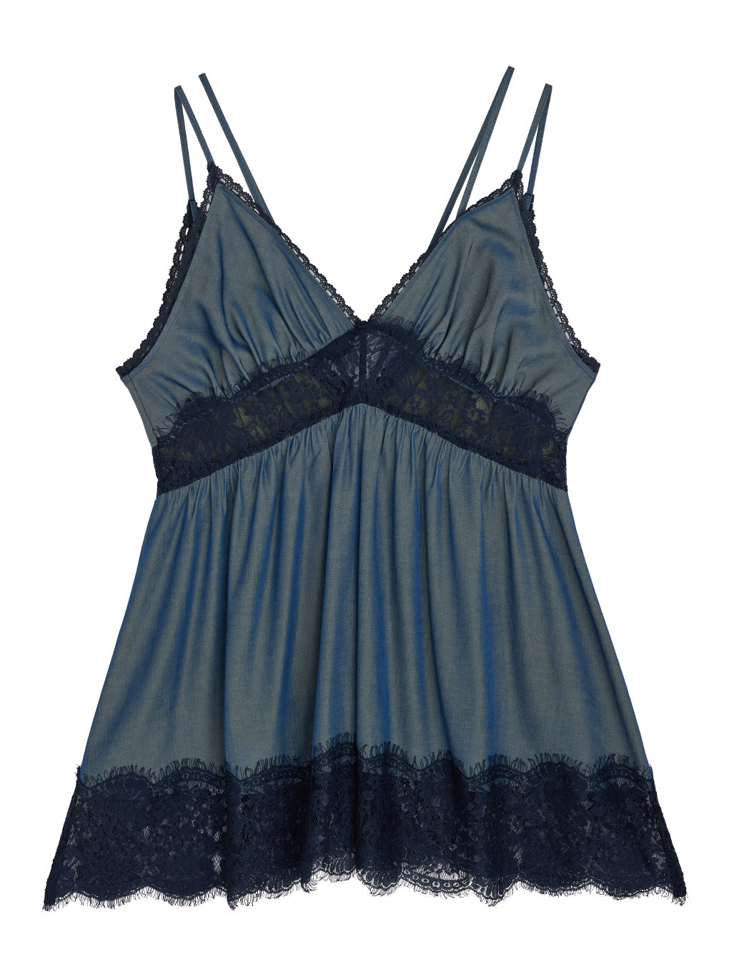 MEDI DENIM TOUCH LACE MIX TUNIC CAMISOLE