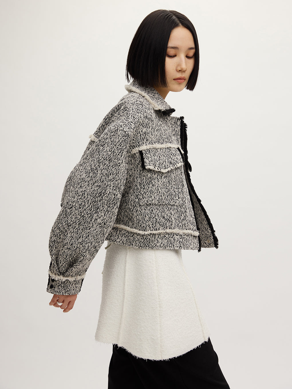 OTONA MUSE FRINGE TWEED SHORT JACKET