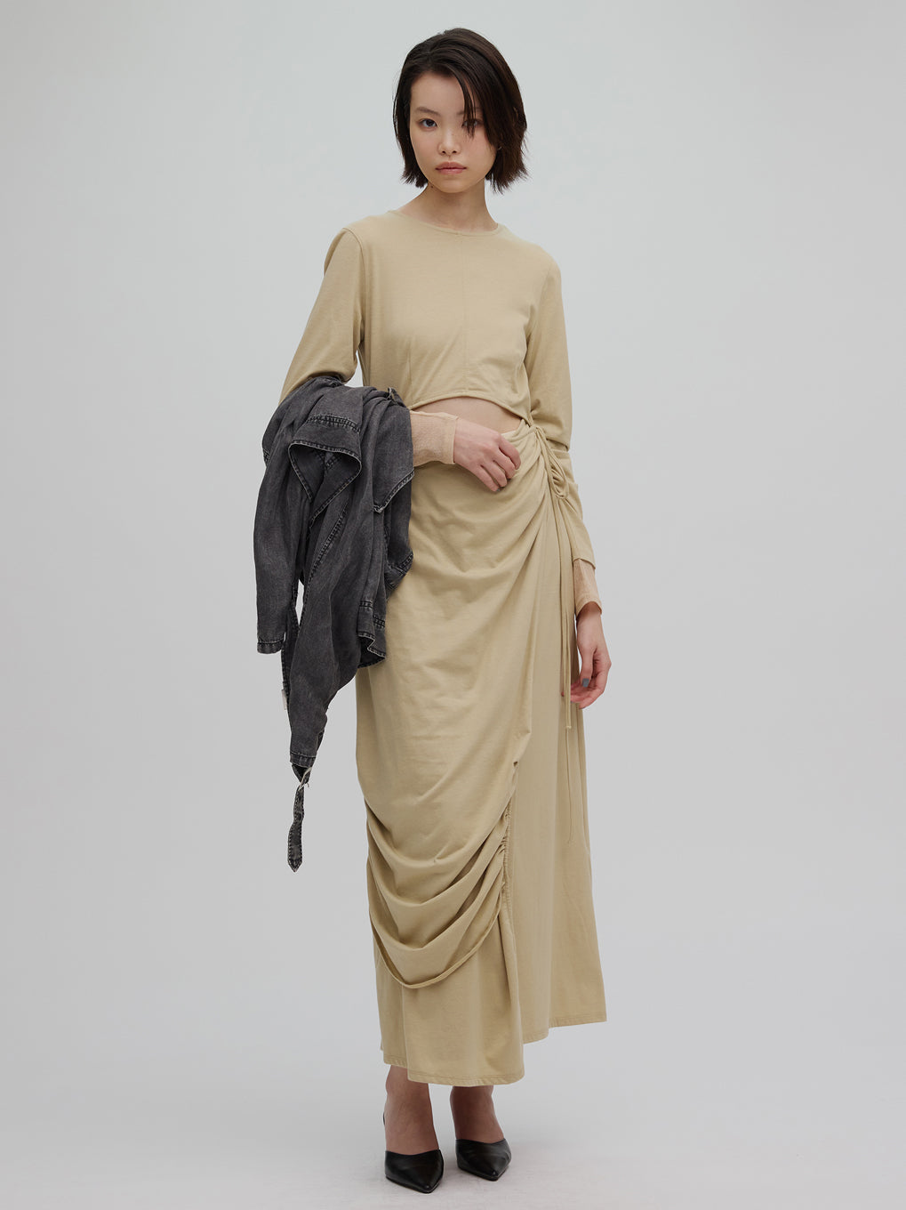 WAIST TIE LAYERD DRESS