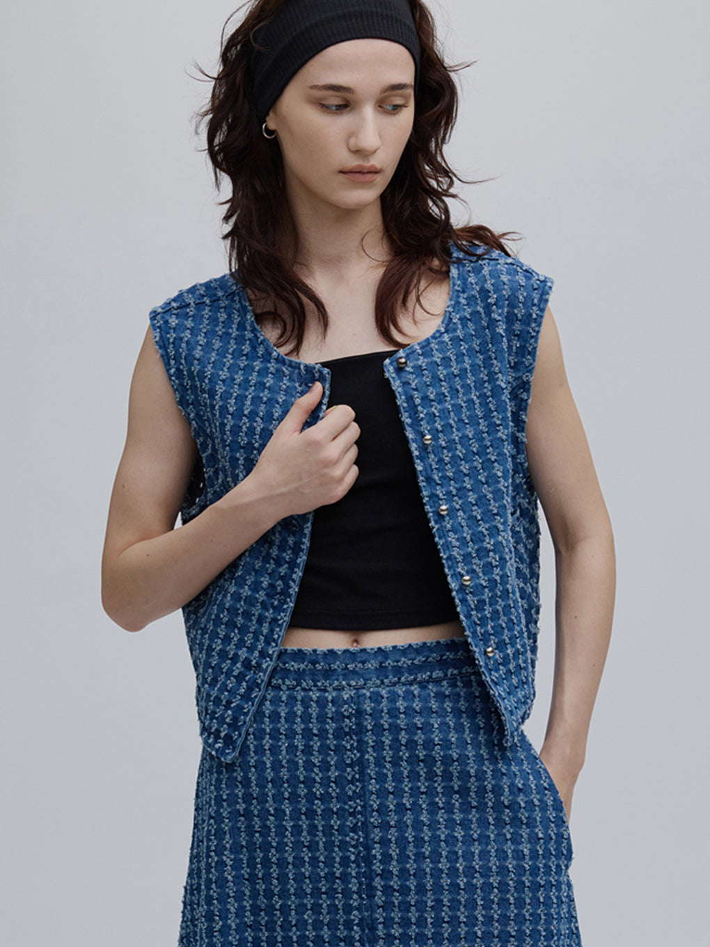 CHECK PROCESSING DENIM VEST