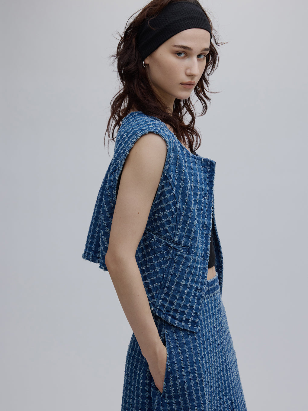 CHECK PROCESSING DENIM VEST