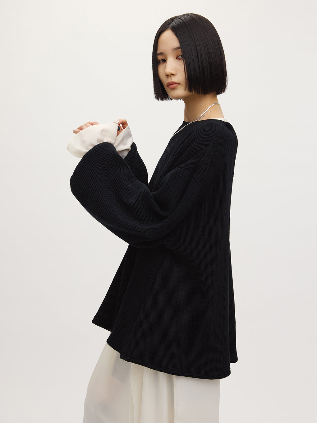 FUWAFUWA FLARE COTTON WAFFLE TOP