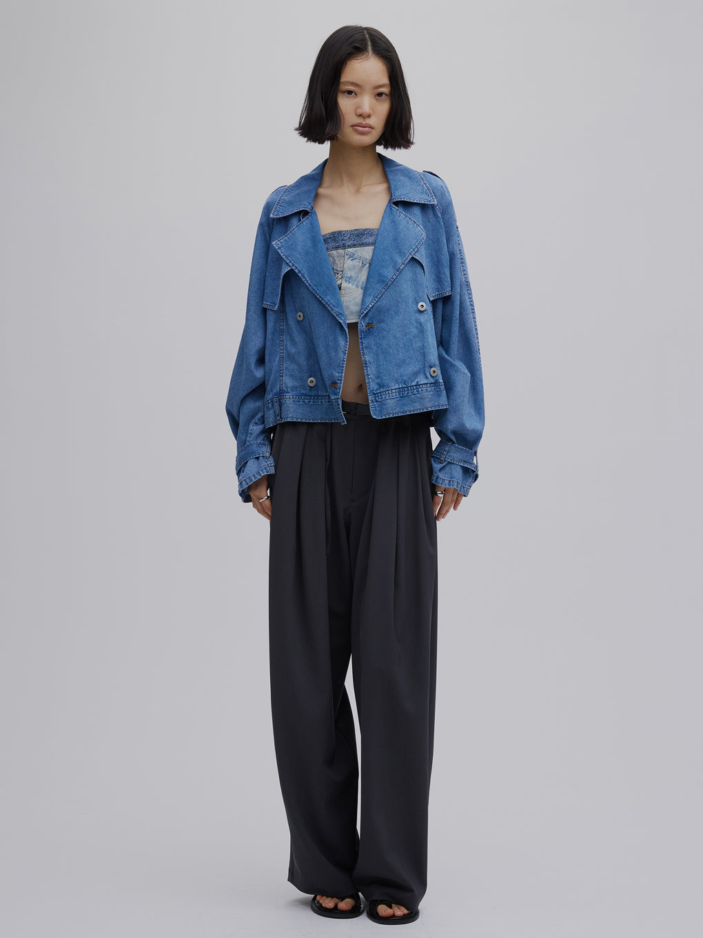 MULTI TUCK NARROW BELT PANTS