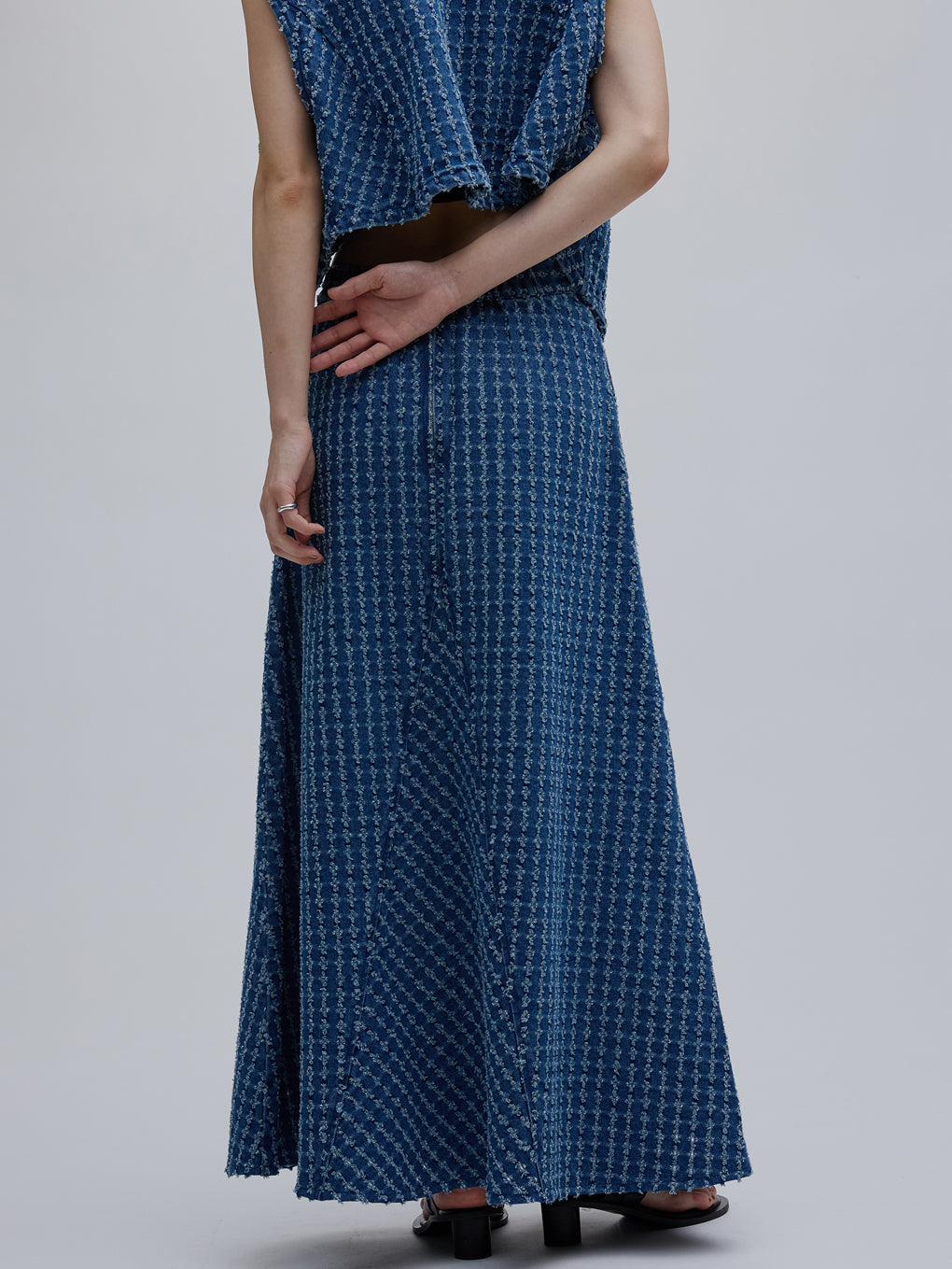 CHECK PROCESSING DENIM SKIRT