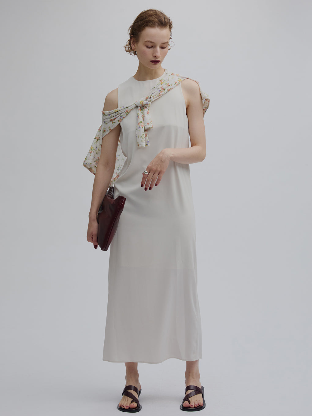 SHEER RIB  CARDIGAN WITH STRAIGHT DRESS
