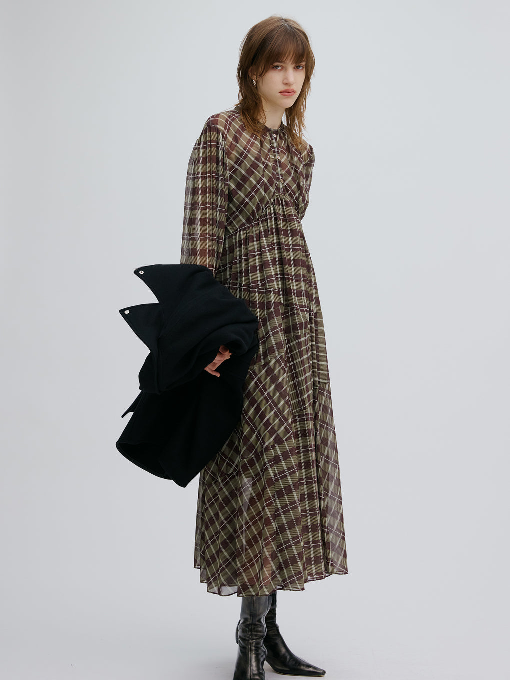 IRREGULAR PLAID PATTERN DRESS