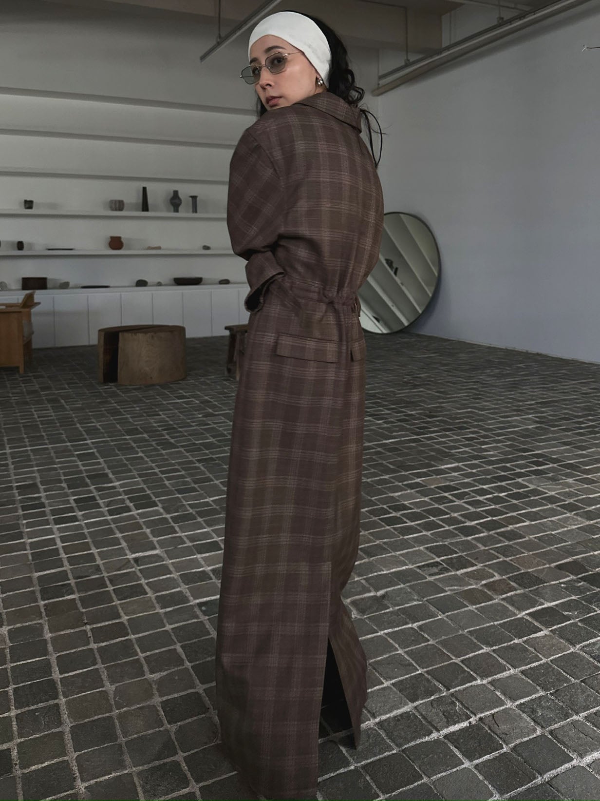 WAIST CROSS CHECK DRESS