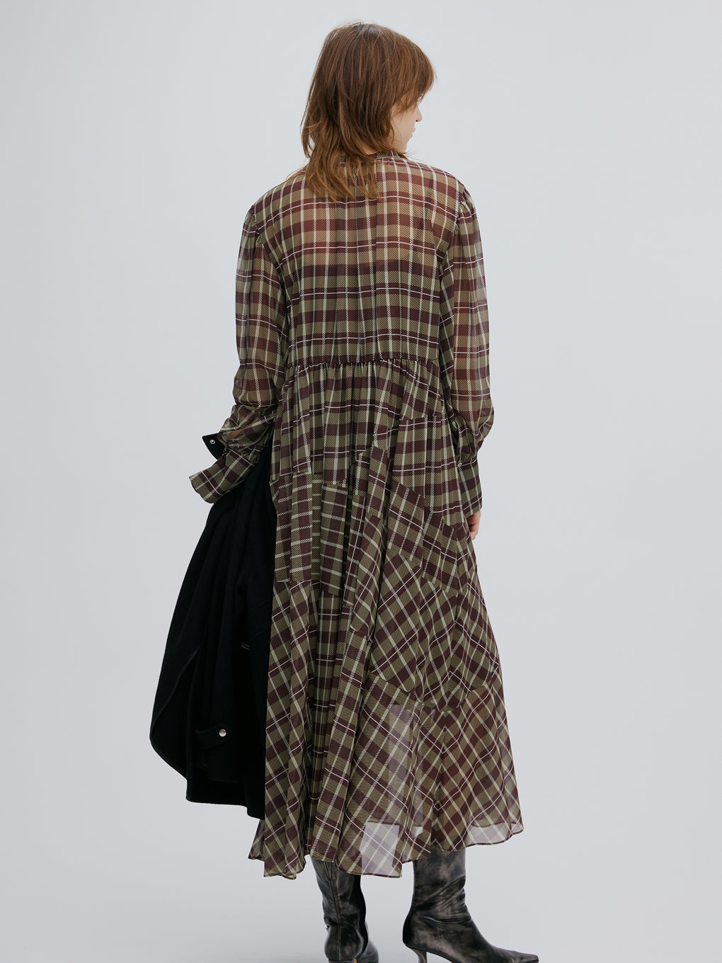 IRREGULAR PLAID PATTERN DRESS