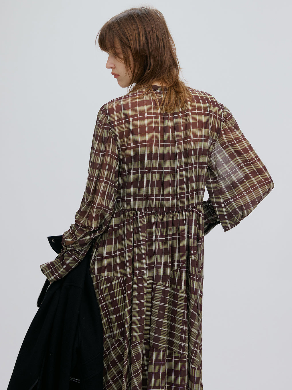 IRREGULAR PLAID PATTERN DRESS