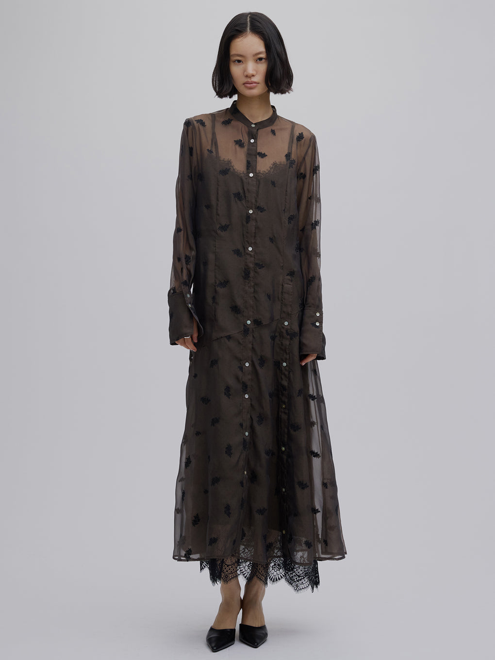 AMERI DOT FLOWER VEIL DRESSブラウンMサイズ新品 DOT FLOWER VEIL DRESS