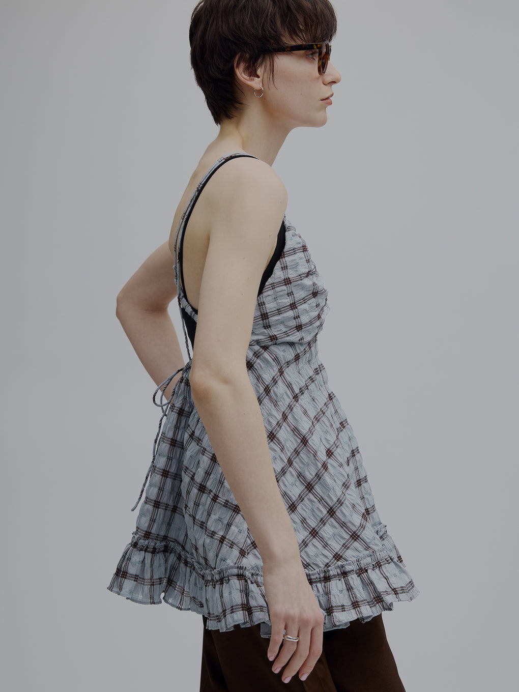 UNEVENNESS CHECK TUNIC TOP 【 ライトブルー 】 UNEVENNESS CHECK TUNIC TOP