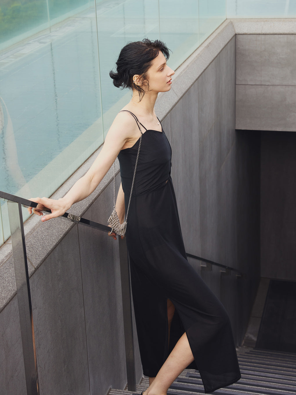 ASYMMETRY SHEER CAMISOLE SET SWIM WEAR