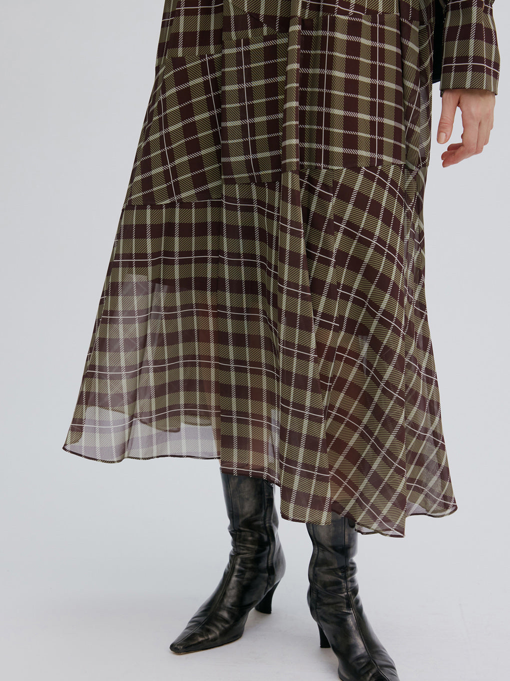 IRREGULAR PLAID PATTERN DRESS