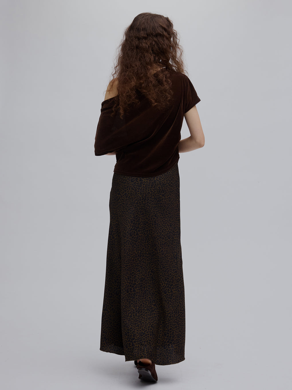 LEOPARD BIAS NARROW SKIRT