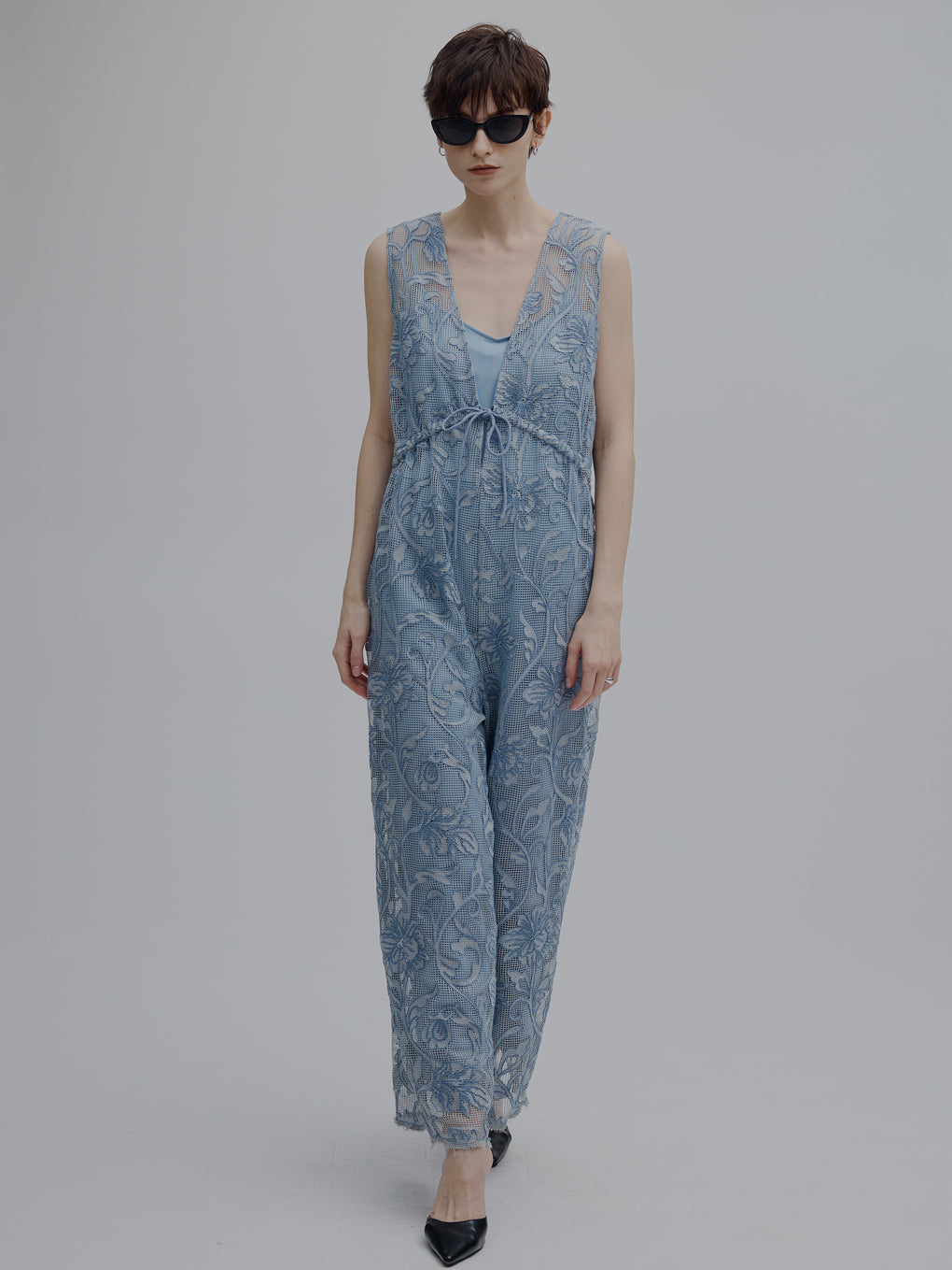 2WAY SILHOUETTE V NECK ROMPERS