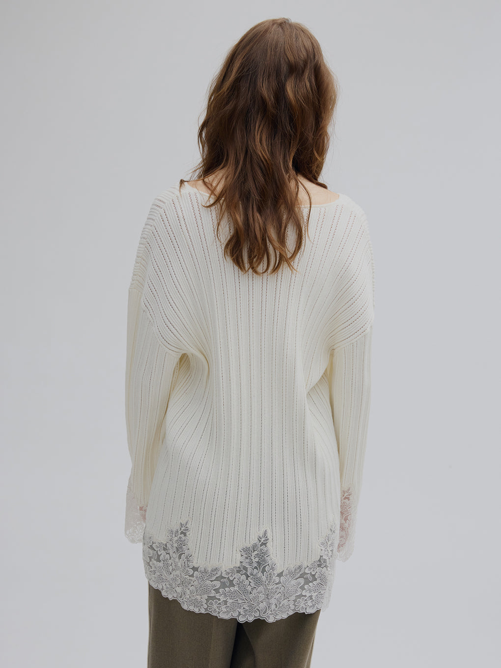2WAY LACE DOCKING LADY KNIT TOP