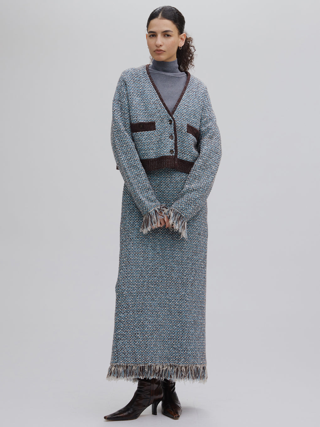 UND TWEED JUMPER SKIRT KNIT DRESS