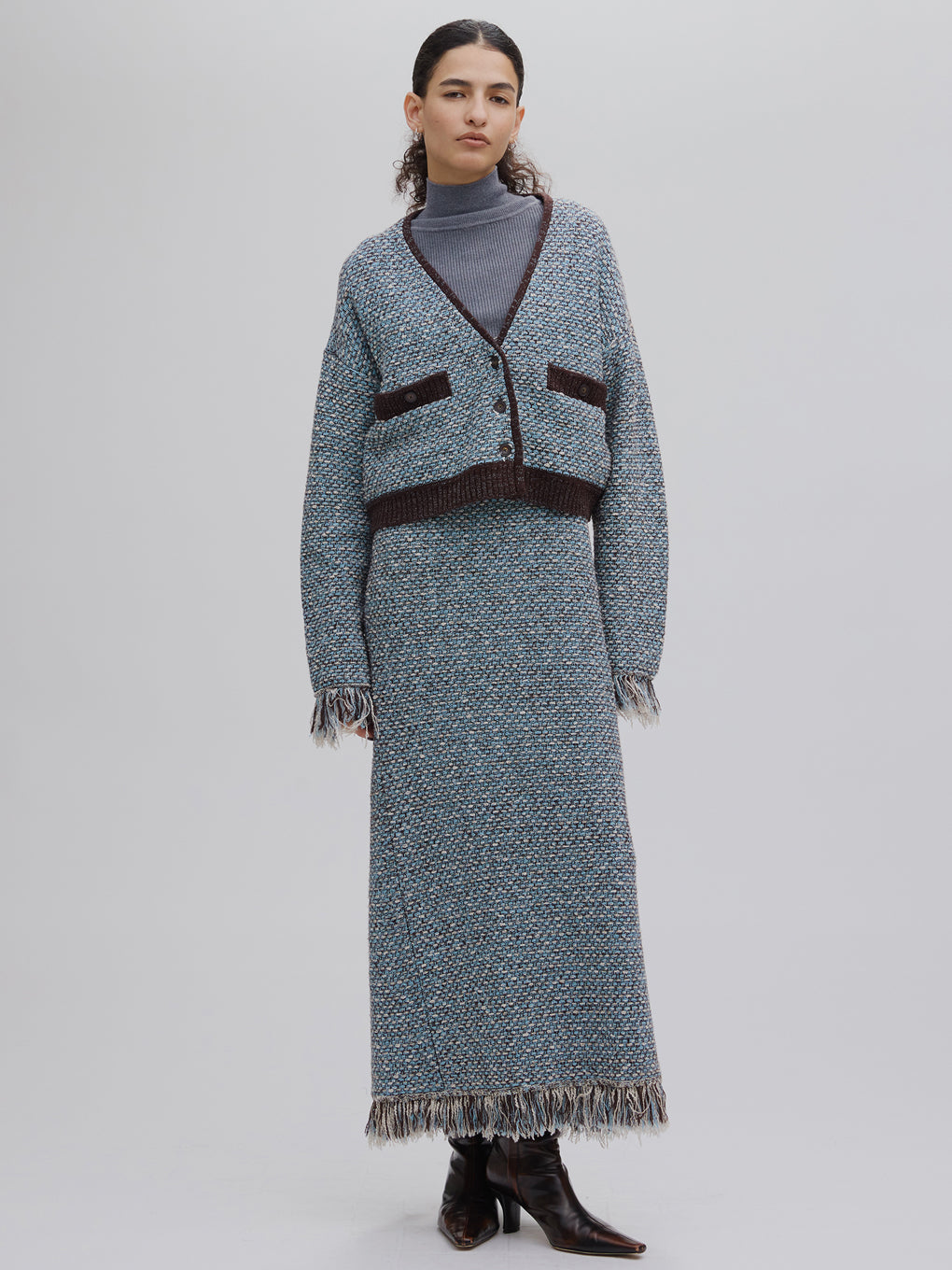 UND TWEED JUMPER SKIRT KNIT DRESS