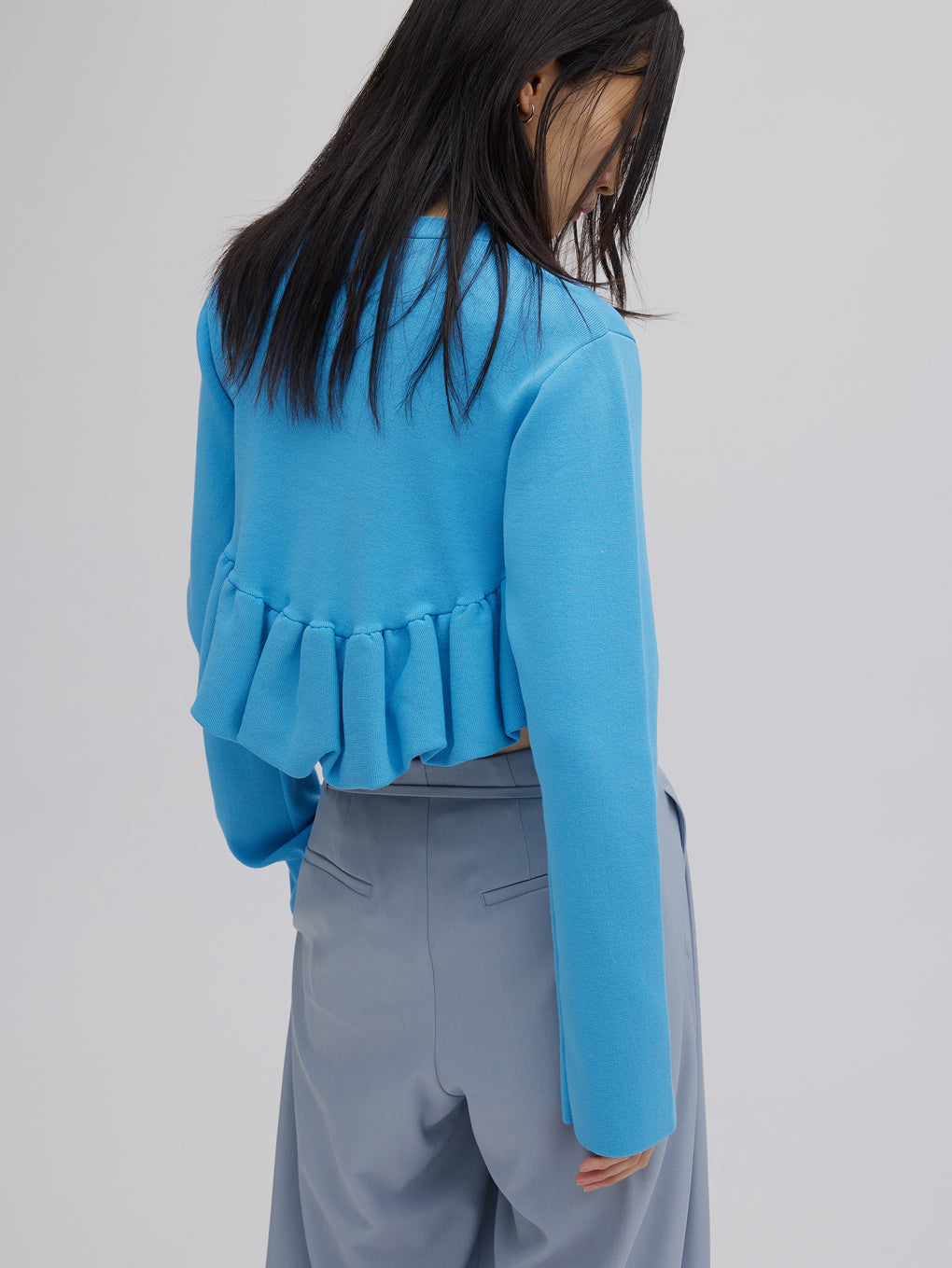 COMPACT BALLOON PEPLUM KNIT CARDIGAN