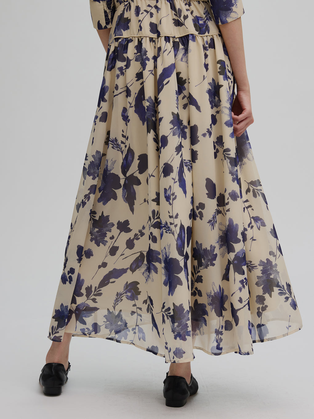 GRAINY FLOWER CHIFFON DRESS