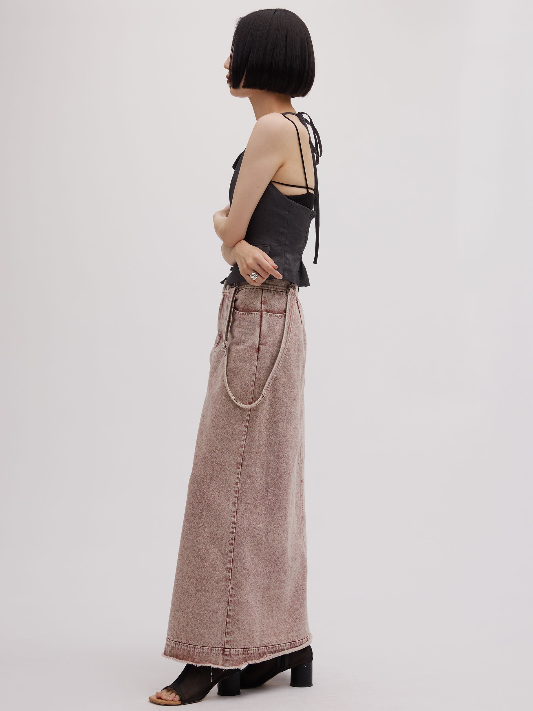 MEDI INVERT SUSPENDER DENIM SKIRT