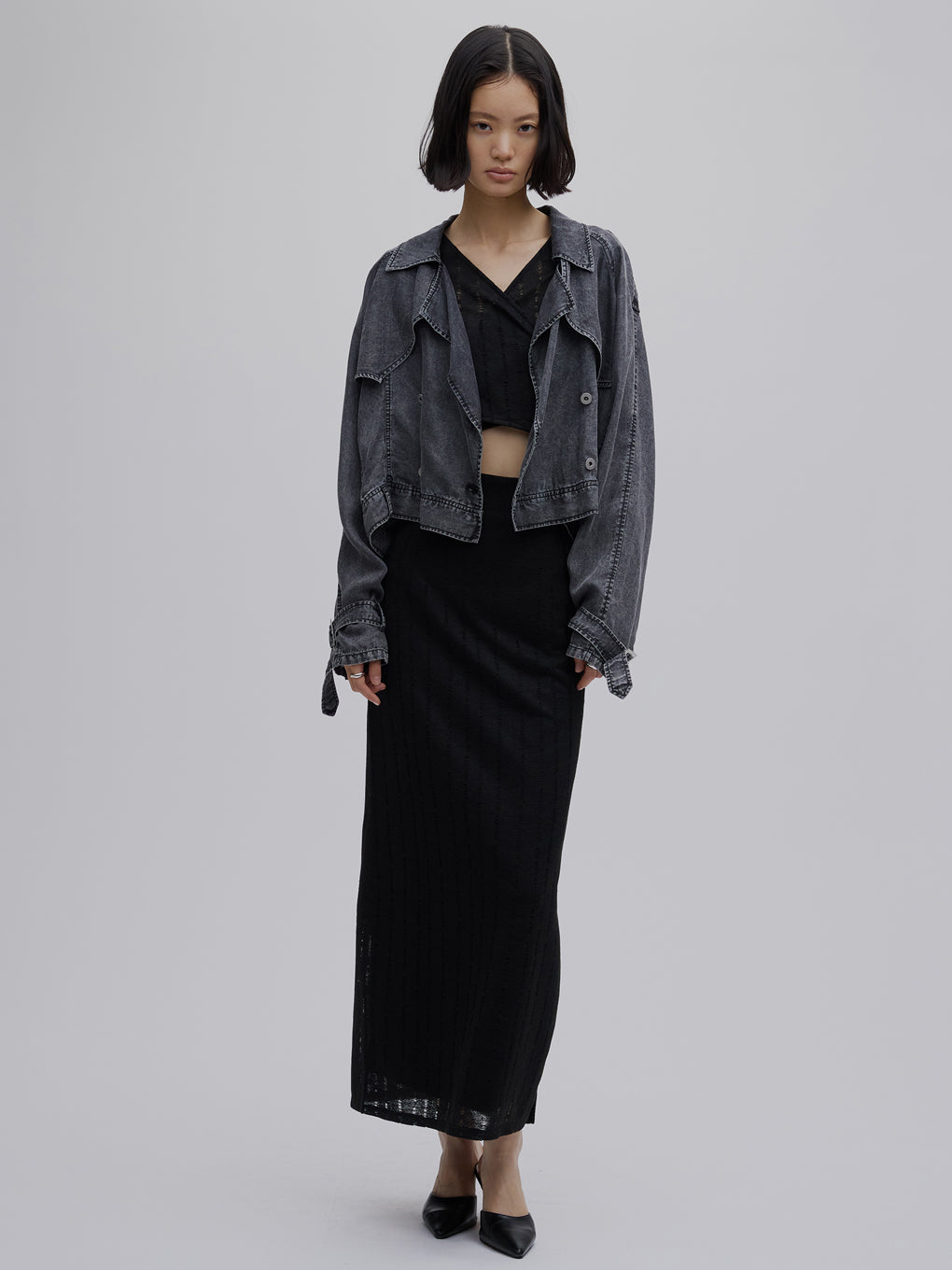 TENCEL DENIM SHORT TRENCH COAT