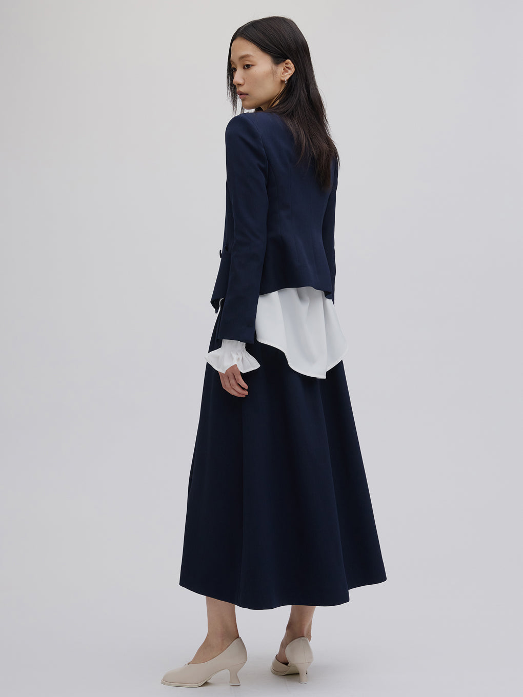 BELT SET TUCK FLARE SKIRT