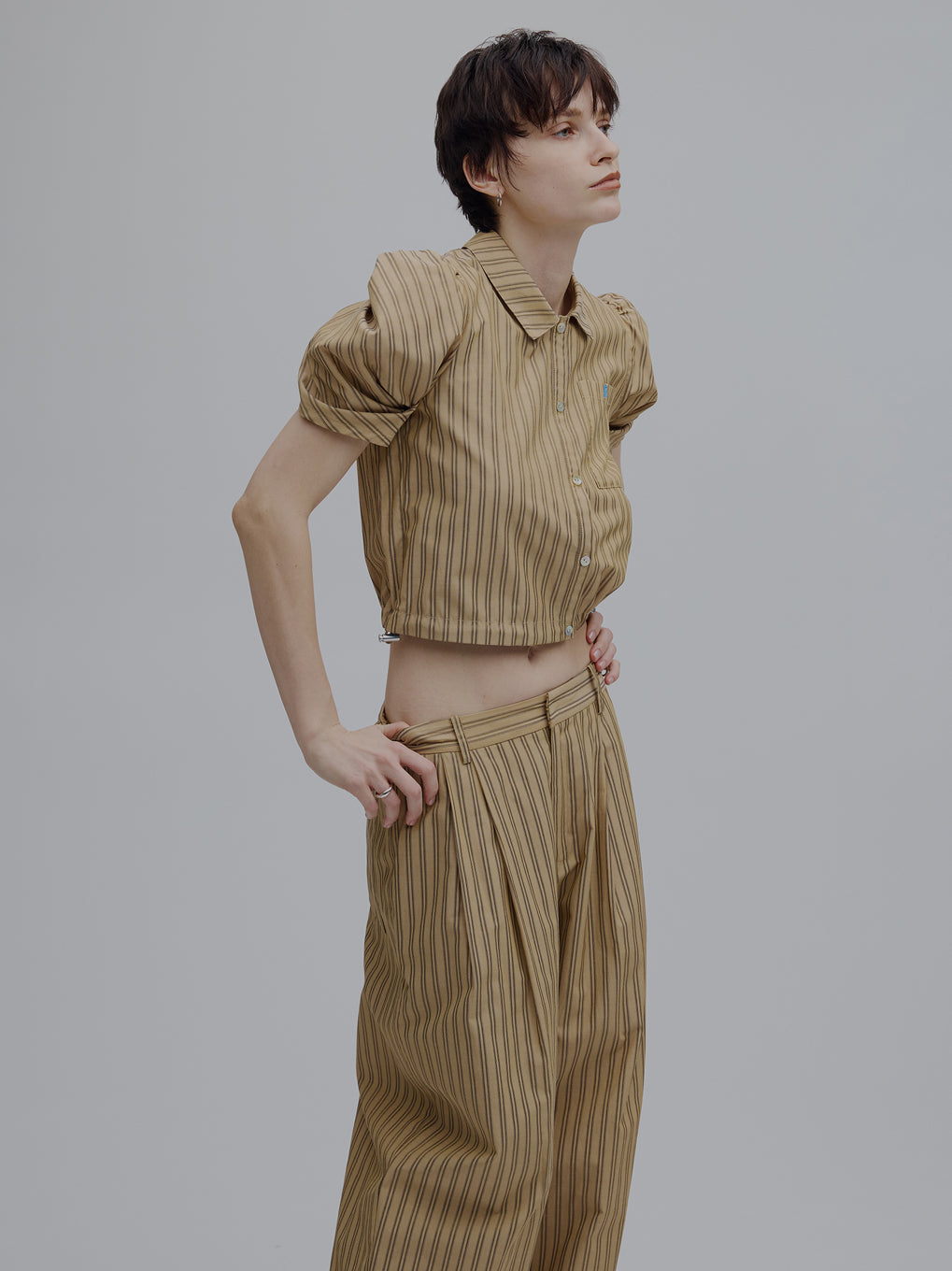 CONSTRUCTIVE SLEEVE MULTI STRIPE SHIRT