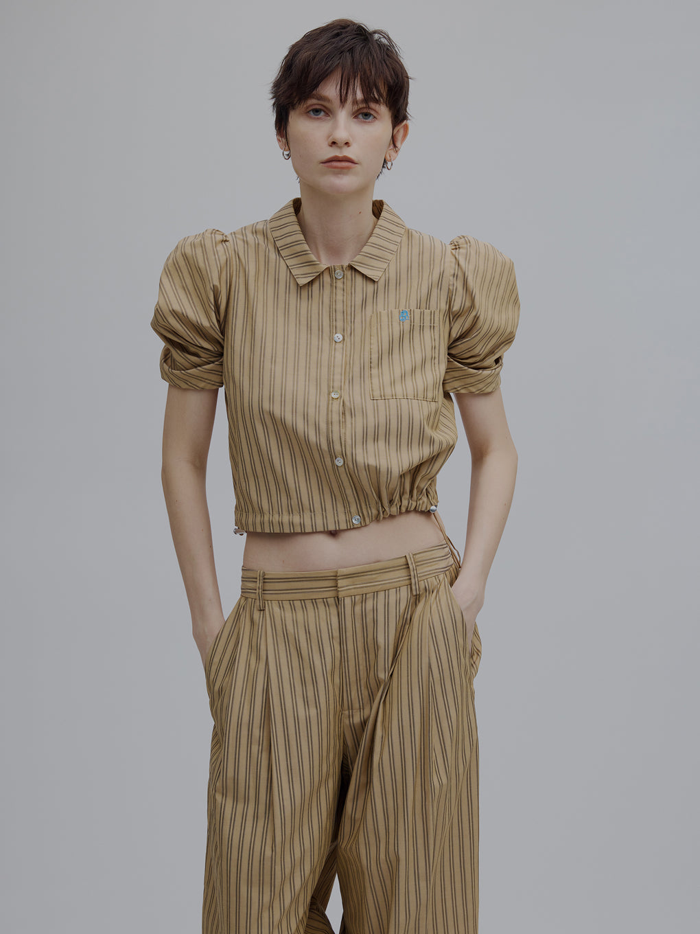 CONSTRUCTIVE SLEEVE MULTI STRIPE SHIRT