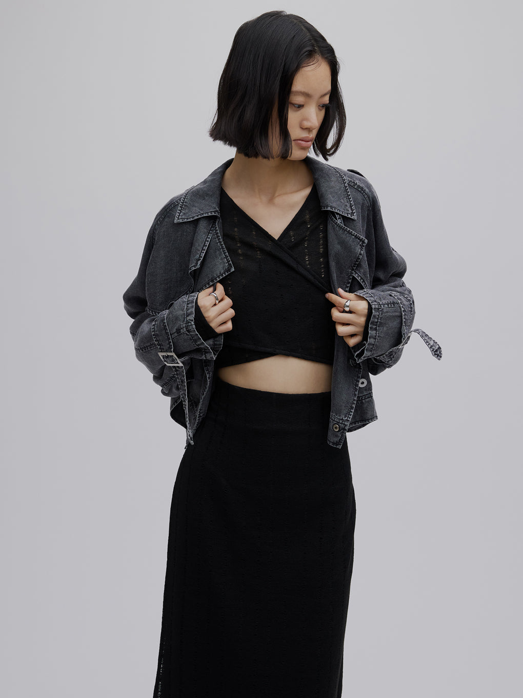 TENCEL DENIM SHORT TRENCH COAT