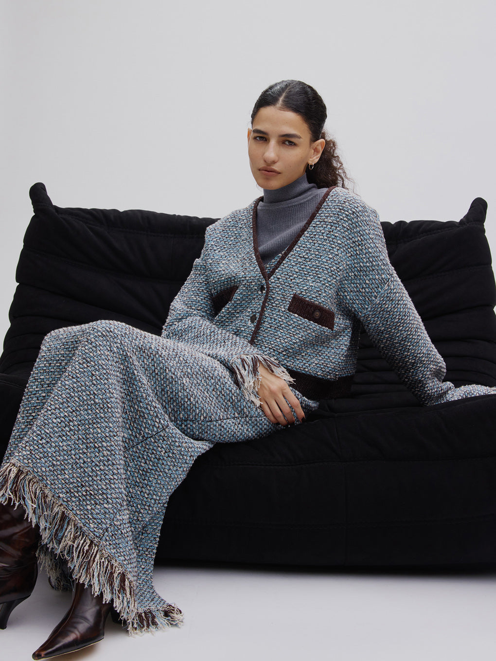 UND TWEED JUMPER SKIRT KNIT DRESS