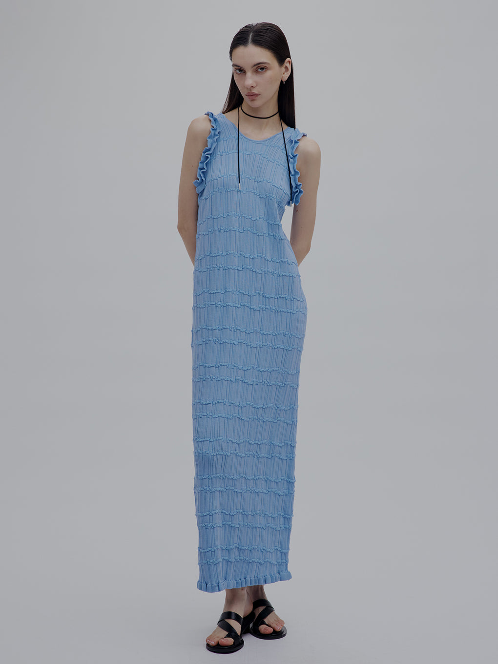 MEDI 2WAY WAVY FRILL KNIT DRESS