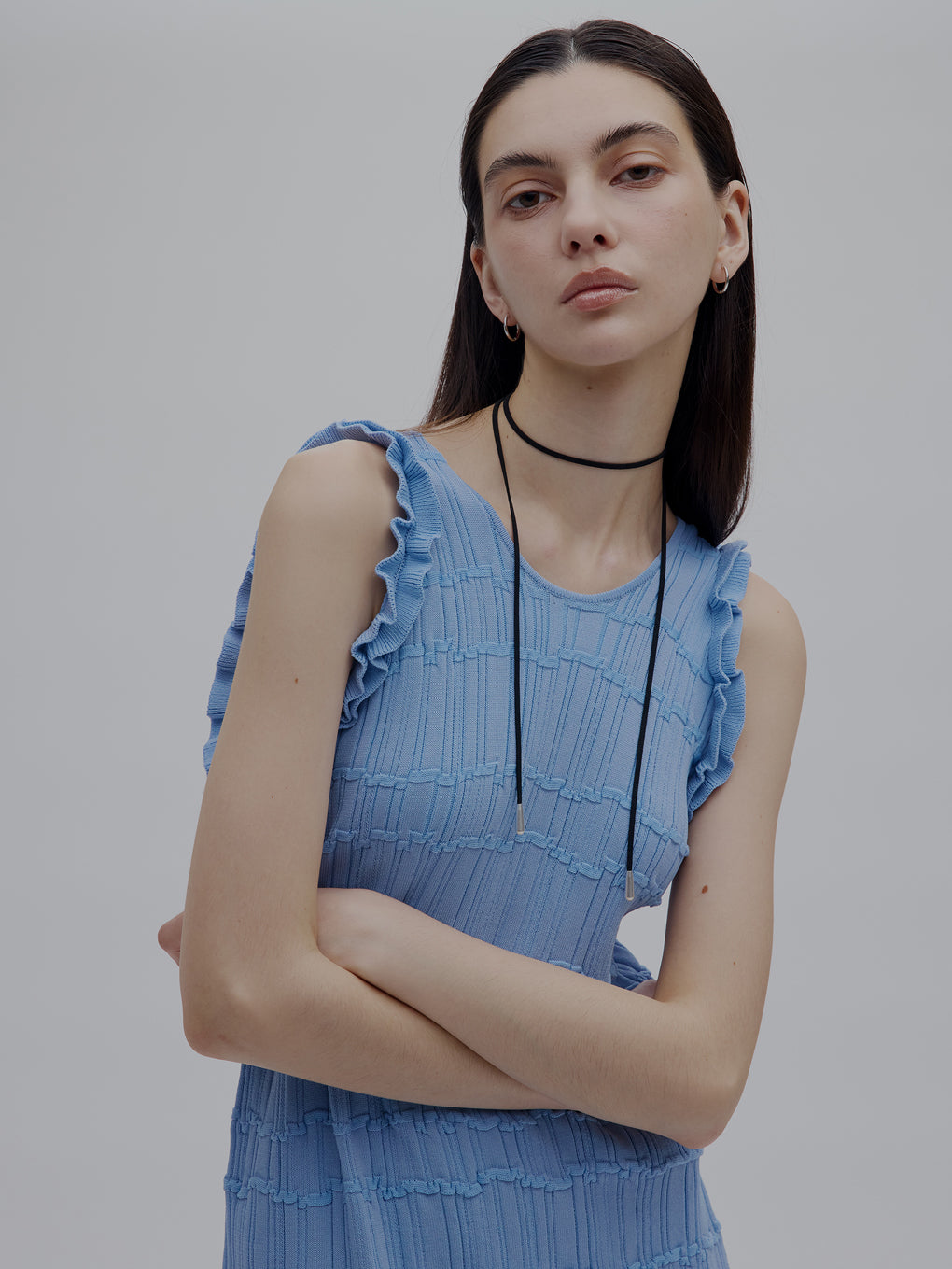 MEDI 2WAY WAVY FRILL KNIT DRESS