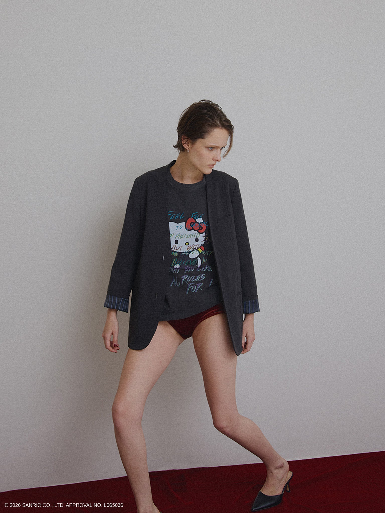 AmeriVINTAGE Kitty コラボ ロングスリーブTEE HELLO KITTY×Ameri DAMAGE LONG TEE