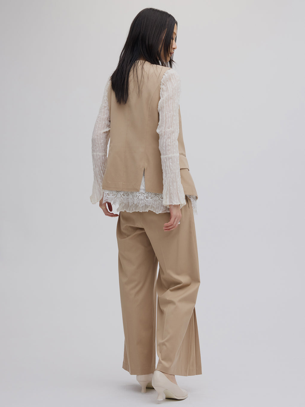 HEM TUCK  STRAIGHT WIDE PANTS