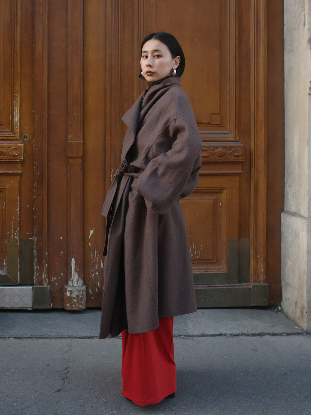 DRAPE COLLAR WOOL RIVER COAT
