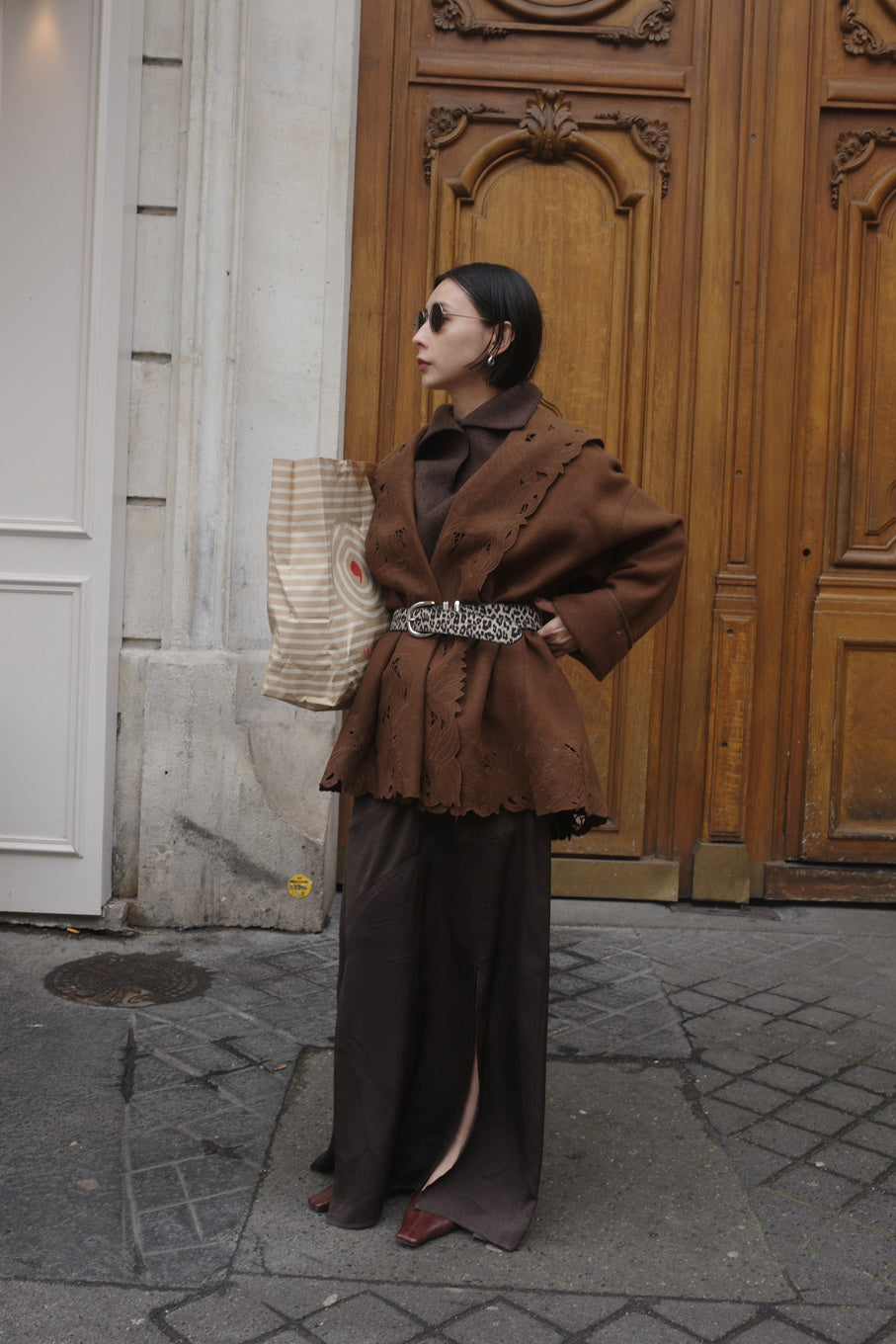 WOOL EMBROIDERY GOWN COAT