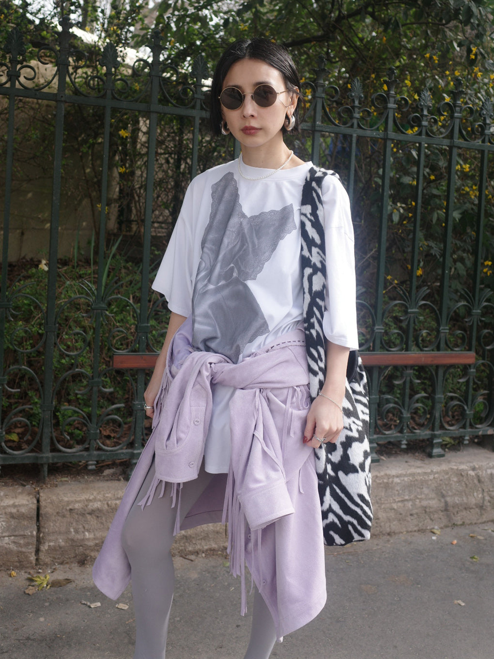 LACY SATIN PRINT TEE