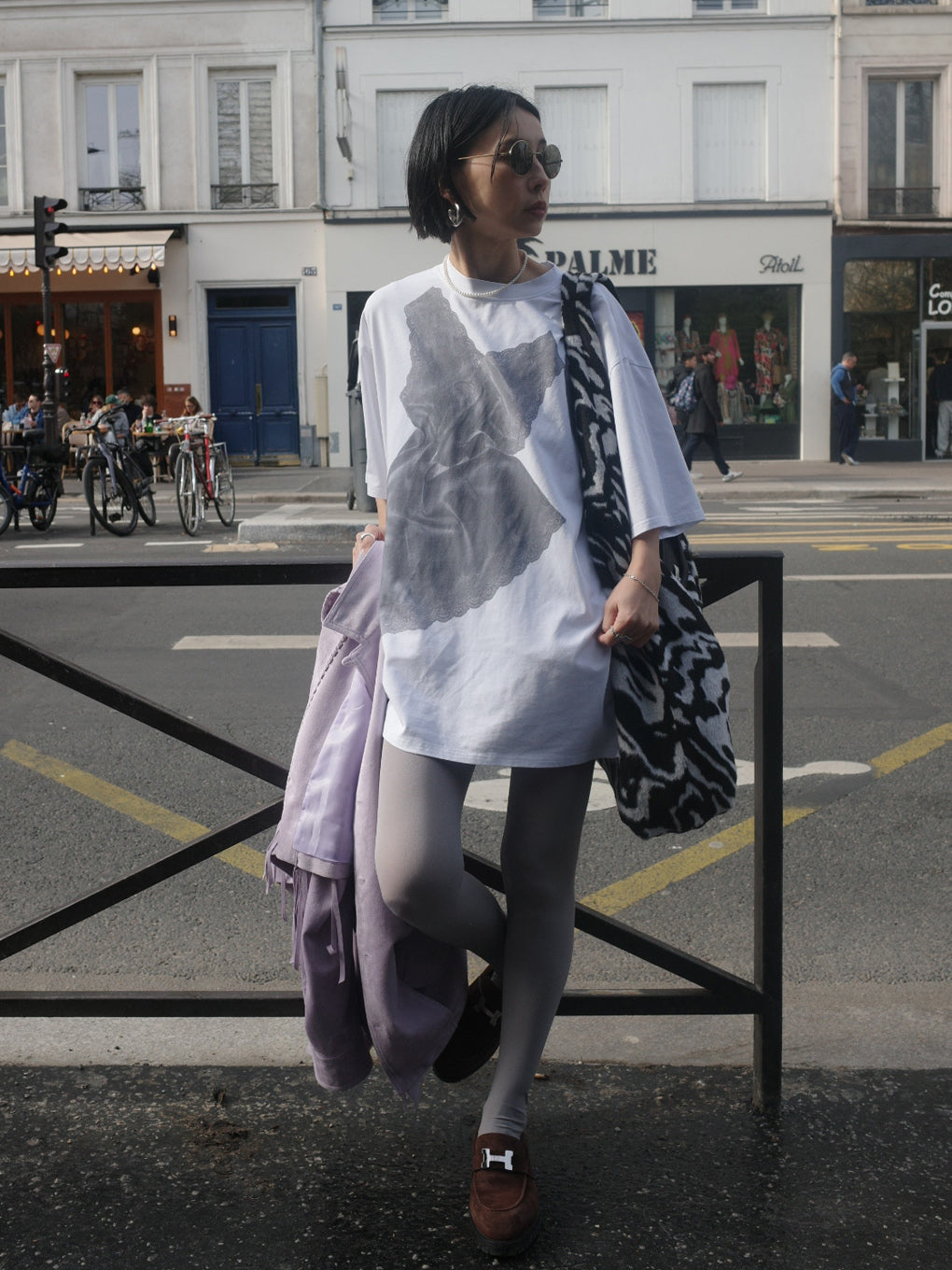 LACY SATIN PRINT TEE