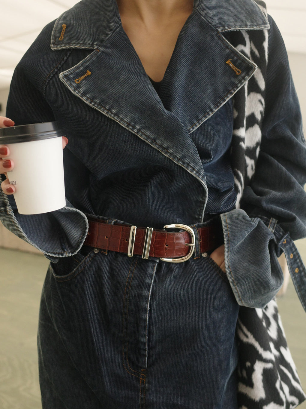 TRENCH LIKE CORDUROY DRESS
