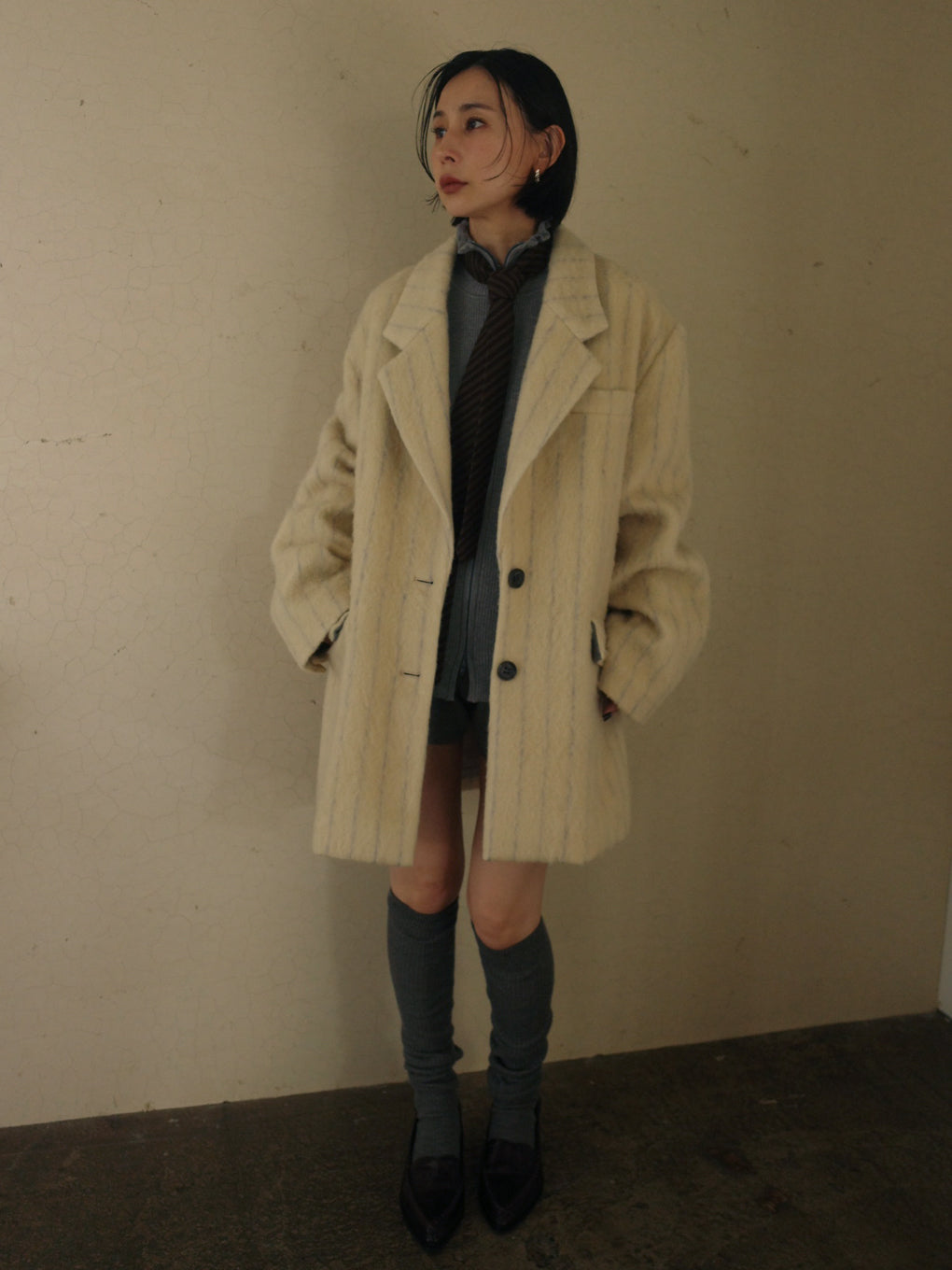 UND STRIPE ALPACA SHAGGY JACOT