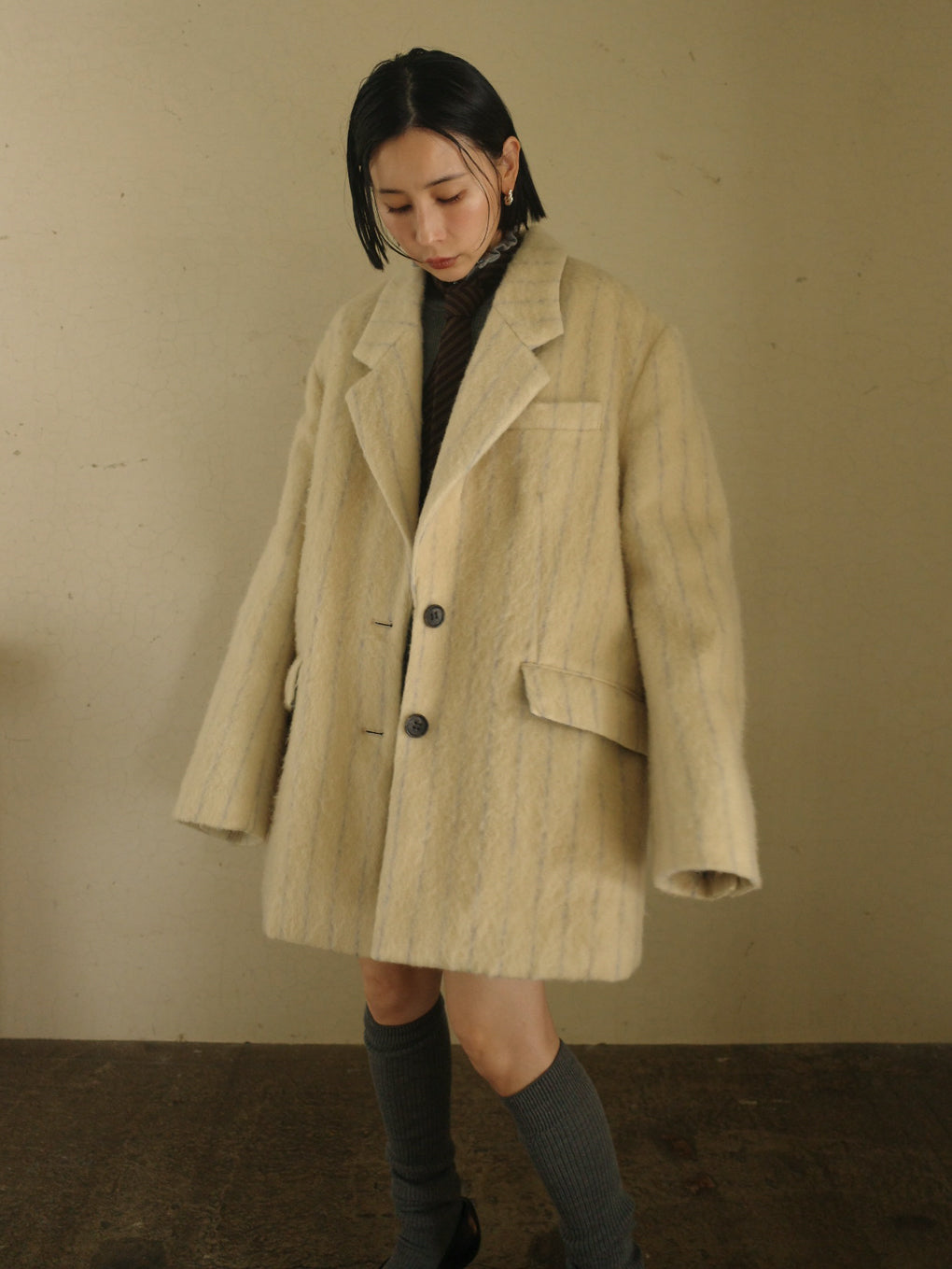 UND STRIPE ALPACA SHAGGY JACOT