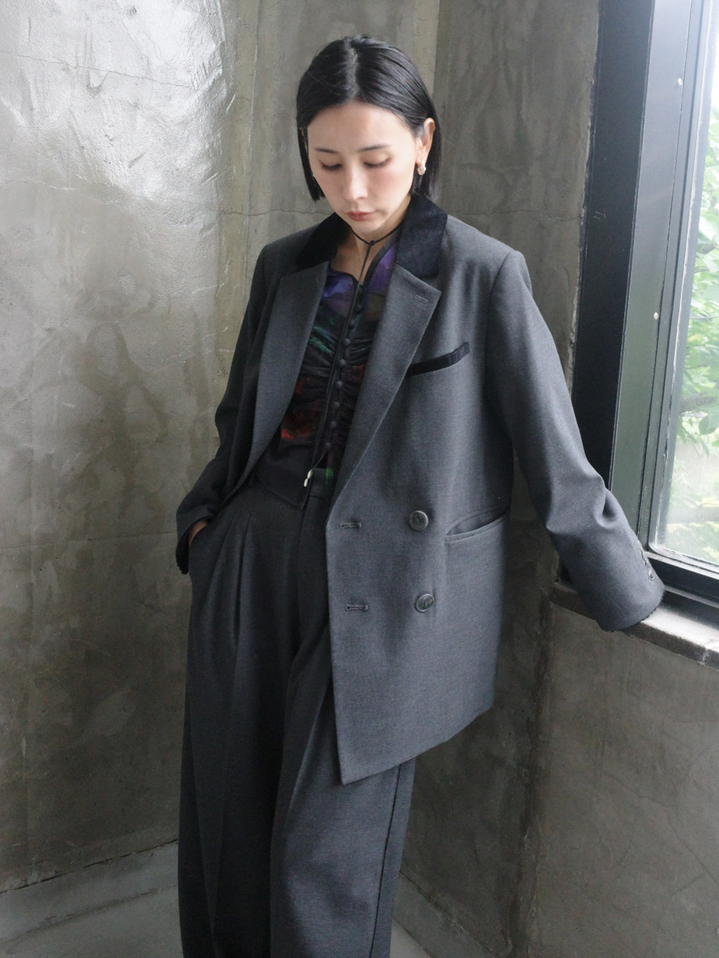 UND MIX FABRIC PATTERN JACKET